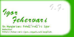 igor fehervari business card